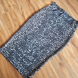 Grey/ Black Cheetah Print Pencil Skirt